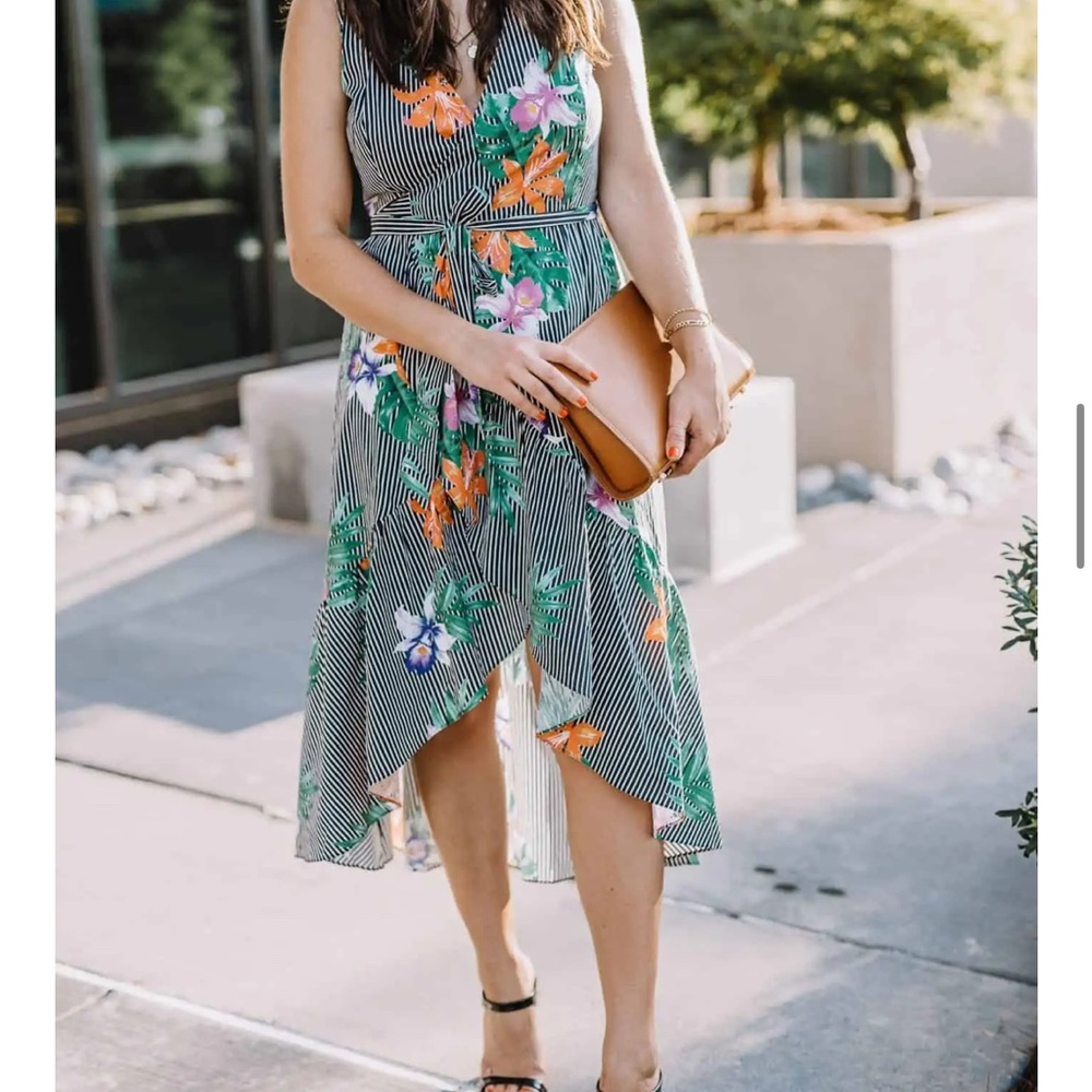 Who What Wear Orange Yellow Asymmetrical Sundress